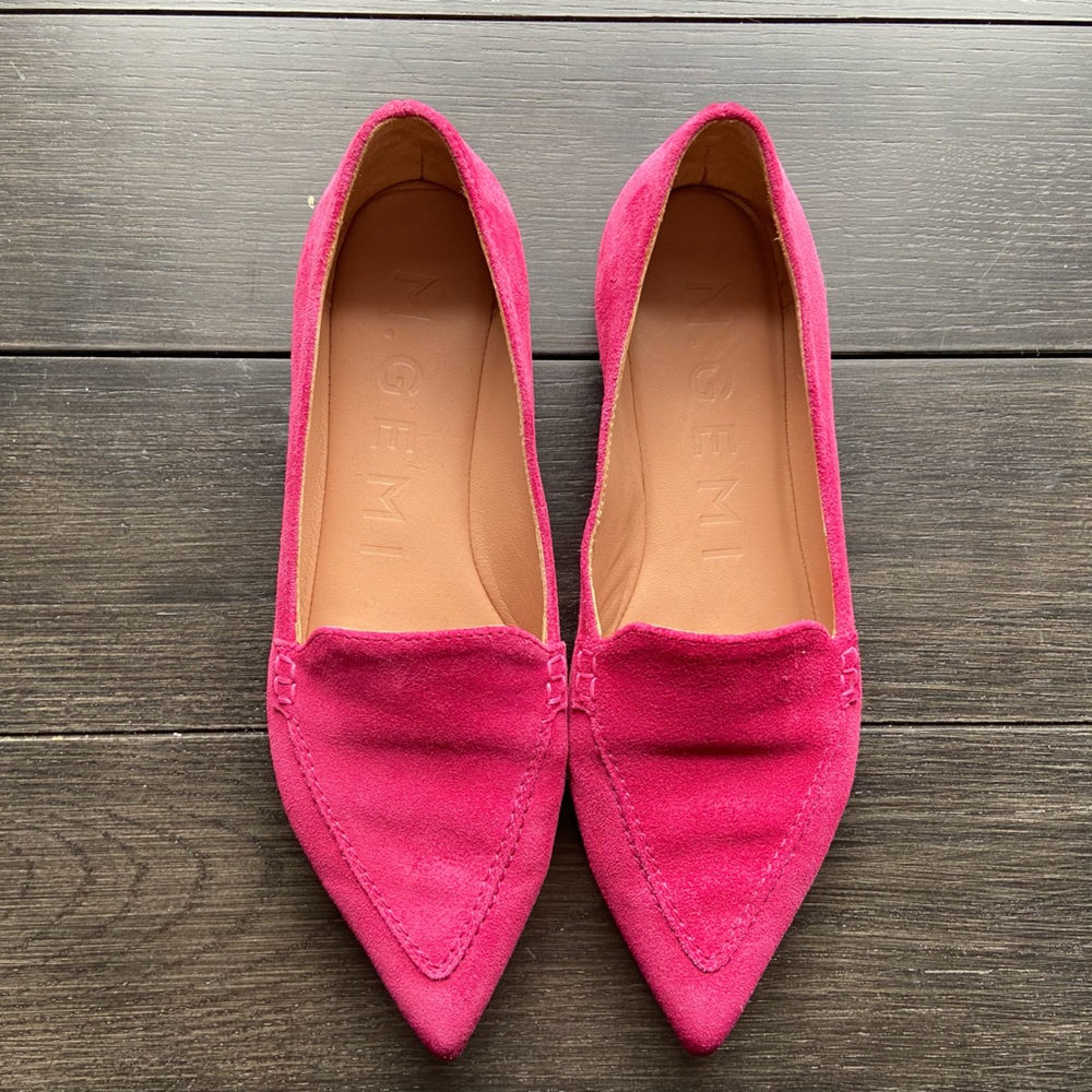 M. Gemi Pink Suede Pointed-Toe Flats